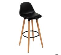 Atmosphera – Tabouret de bar Maxon – Assise noire, pieds en bois, H 92 cm