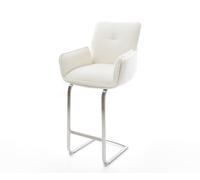 Chaise-de-bar Nela-Flex Bou oux Beige Pied cantilever acier inoxydable Argent