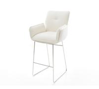 Chaise-de-bar Nela-Flex Bou oux Beige Pied trapèze acier inoxydable Argent