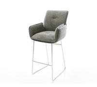 Chaise-de-bar Nela-Flex Bou oux Boue Pied trapèze acier inoxydable Argent