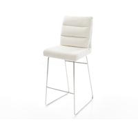 Chaise-de-bar Pela-Flex Bou oux Beige Pied trapèze acier inoxydable Argent