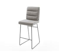 Chaise-de-bar Pela-Flex Tissu structuré doux Gris Pied trapèze noir Noir