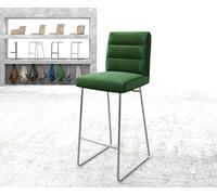 Chaise-de-bar Pela-Flex velours vert cadre de patins acier inoxydable
