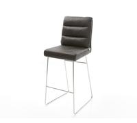 Chaise-de-bar Pela-Flex vintage anthracite cadre patin acier inoxydable
