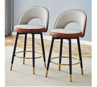 Chaise de bar pivotante à 360° - avec dossier en U+Coussins,Chaise de Bar rembourrée confortable,pour îlot de cuisine et bar moderne