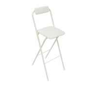 Chaise de bar pliable 75 cm portable avec dossier pour cuisine, bar, blanc | Chaise de bar pliante, hauteur d'assise 75 cm, charge maximale 125 kg, pliée 70 mm, sans montage, pour cuisine, bar, balcon