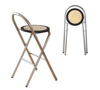 Chaise De Bar Pliante De Cuisine, Tabouret Pliant Portable, Capacité 150 Kg | Chaise De Comptoir Avec Repose-Pieds, Tabouret De Cuisine, Hauteur D'assise 45 65 75cm, Pour Adultes(Black,H75cm)