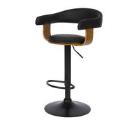 Chaise de bar réglable 62/84 cm en cuir synthétique noir - Harold - Maison Pavane
