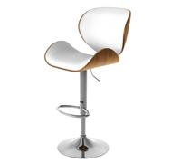 Chaise de bar réglable 63/84 cm en cuir synthétique blanc - Baudoin - Maison Pavane