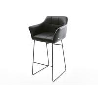 Chaise-de-bar Yulo-Flex cuir véritable noir cadre de patins métal
