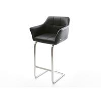 Chaise-de-bar Yulo-Flex cuir véritable noir chaise cantilever acier plat inoxydable