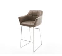Chaise-de-bar Yulo-Flex vintage taupe cadre patin acier inoxydable