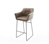 Chaise-de-bar Yulo-Flex vintage taupe cadre patin métal
