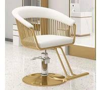 Chaise de barbier réglable blanche pivotante à 360° avec pompe hydraulique classique Beau Sling Chaise pour cheveux avec pédale