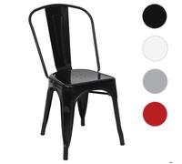 Chaise de bistro en métal HWC-A73, désign industriel métallique, empilable noir