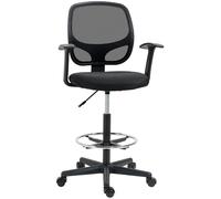 Chaise de bureau 60/56/110-132 cm noire en mousse avec anneau repose-pieds