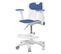 Chaise de bureau à roulette 360° Chaise d'étude enfant Fauteuil Ergonomique Hauteur d'assise réglable repose-pieds Bleu