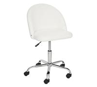 Chaise de bureau à roulette en bouclette GEOS - Blanc
