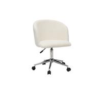 Chaise de bureau à roulettes en tissu effet laine bou blanc cassé et acier chromé VANITY