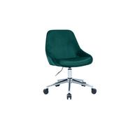 Chaise de bureau à roulettes en tissu velours bleu pétrole et acier chromé HOLO