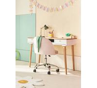 Chaise de bureau à roulettes enfant en velours rose poudré TU
