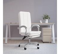 Chaise de bureau avec fonction allongée, en cuir synthétique, blanche, ergonomique, pivotante, avec roulettes et dossier réglable, pour bureau, bureau à domicile, salle d'étude, assise confortable