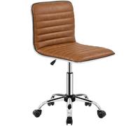 Chaise de Bureau Blanche YAHEETECH - Sans Accoudoir - Hauteur Réglable - Dossier Confortable - 120 kg - Brun