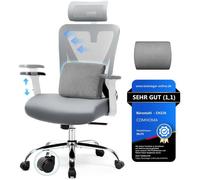 Chaise de bureau - Chaise Bureau Ergonomique - Appui-tête 3D - Support lombaire 3D - Accoudoirs réglables