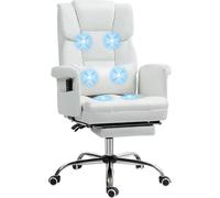 Chaise de bureau - Chaise de bureau ergonomique - Massage électrique 6 points - Repose-pieds extensible - Blanc