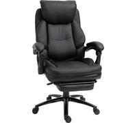 Chaise de bureau - Chaise de bureau - Réglable en hauteur - Fonction d'inclinaison et de basculement - Repose-pieds extensible - 73×66×118 cm - CuirPolyuréthane& Acier - Noir