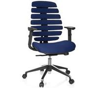 HJH Office – Siège de bureau ERGO LINE II – Ergonomique, dossier haut, tissu – Bleu