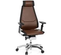 Chaise de bureau / Chaise pivotante GENIDIA PRO cuir marron hjh OFFICE Marron/Noir G