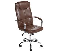 Chaise de Bureau Classique en Cuir PU Dossier Haut Pivotant et Marron Winner