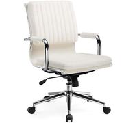 Chaise de bureau - COMHOMA - Teddy - Réglable en hauteur - Accoudoirs - Tissu Teddy blanc