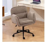 Chaise de Bureau Criss-Cross - 48x54x91 8cm - Accoudoirs Réglables 5 Positions Dossier Ergonomique & Roulettes - Marron Teddy