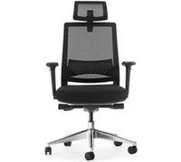 Chaise de bureau Cromad Senior SE1600 Noire Hauteur réglable Vérin à gaz grade 4 Support lombaire et appui-tête réglables Dossier maille Roues en nylon 360° G