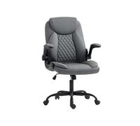 Chaise de bureau design Chesterfield accoudoirs relevables grand confort synthétique gris foncé