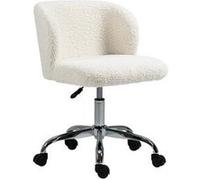 HomCom Chaise de bureau sans accoudoir toison d'agneau hauteur réglable pivotante 360° 120 kg blanc
