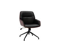 Chaise de bureau design pivotante 360° noire, bois foncé et métal noir MARLOW