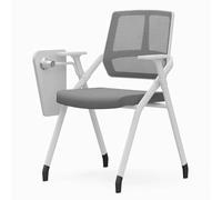 Chaise de bureau en maille avec bureau attaché, chaise pliante ergonomique avec tableau d'écriture, cadre en métal et dossier pour salle de conférence, réunion