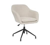 Chaise de bureau en tissu beige lin avec pieds en metal - Longueur 64 x Profondeur 64 x Hauteur 76 cm --