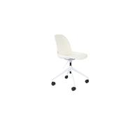 Chaise de bureau en tissu blanc, à roulettes, pivotante, réglable, accoudoirs optionnels - Zuiver, Albert Kuip - 52x45x84.4 cm
