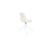 Chaise de bureau en tissu blanc, pivotante, siège capitonné, rembourrée, antidérapante - Zuiver, Albert Kuip - 52x45x84 cm
