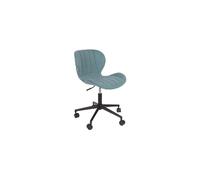 Chaise de bureau en tissu bleu, à roulettes, pivotante, réglable, assise matelassée - Zuiver, Omg - 40x76x56 cm