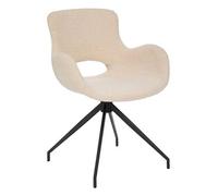 Chaise de bureau en tissu ivoire à bouclettes avec pieds en metal - Longueur 58 x Profondeur 55 x Hauteur 86 cm --