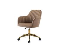 Vente-unique - Chaise de Bureau - Velours - Beige et doré - Hauteur réglable - Eleana