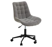 IDIMEX Chaise de Bureau VASILO Fauteuil en Velours Côtelé Gris avec Piétement en Métal Laqué Noir, Assise Réglabe en Hauteur, Rembourrée et Pivotante