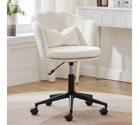 Chaise de Bureau en Velours, Fauteuil de Maquillage, Beige, 55x62x73 cm