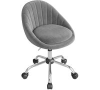 Chaise de bureau en velours gris clair - WOLTU - Double coussin - Réglable en hauteur - Pivotante à 360° - À roulettes