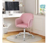 Chaise de bureau en velours rose - WOLTU - Fauteuil pivotant ergonomique - Accoudoirs intégrés - Siège Rembourré
